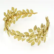 Свадебные шляпы золотой лист тиара Корона винтажные свадебные аксессуары для волос головная повязка Свадебные украшения диадемы головной убор с жемчугом