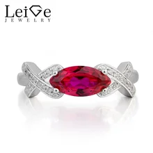 Leige Jewelry Ruby Wedding Ring Ruby Ring July Birthstone Marquise Cut Red Gemstone 925 Sterling Silver Ring Romantic Gifts