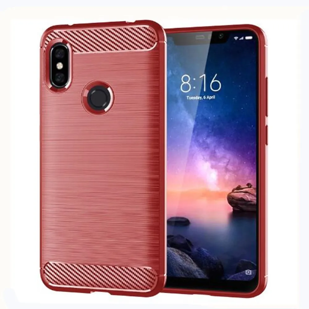 Carbon Fiber Cover For Xiaomi Redmi Note 6 Case Rubber Silicone Phone Cases For Xiaomi Redmi Note 6 Pro Back Case 