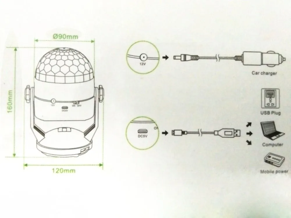 Портативный аккумулятор USB DJ диско шар Lumiere 3 Вт лазерный проектор RGB сценический