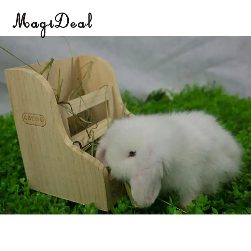 MagiDeal 2-in-1 Functional New Small Pet Rabbits Guinea Pig Wooden Rack Feeder Hay Grass Nesting Holder Small Animals Toy