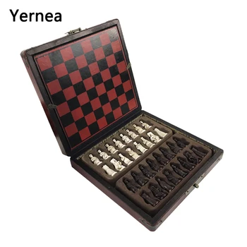 New Antique Chess Set of Chess Wooden Coffee Table Antique Miniature Chess Board Chess Pieces Move Box Set Retro Style lifelike high quality vintage decor craft chinese antique figurines chess set miniature chess travel games draughts gifts for lovers