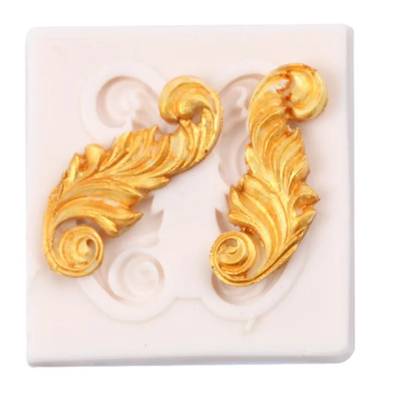 

TTLIFE Scroll Relief Leaf Cake Border Silicone Mold Feather Fondant Cake Baking Moulds Cupcake Cookie Baking Decorating Tools