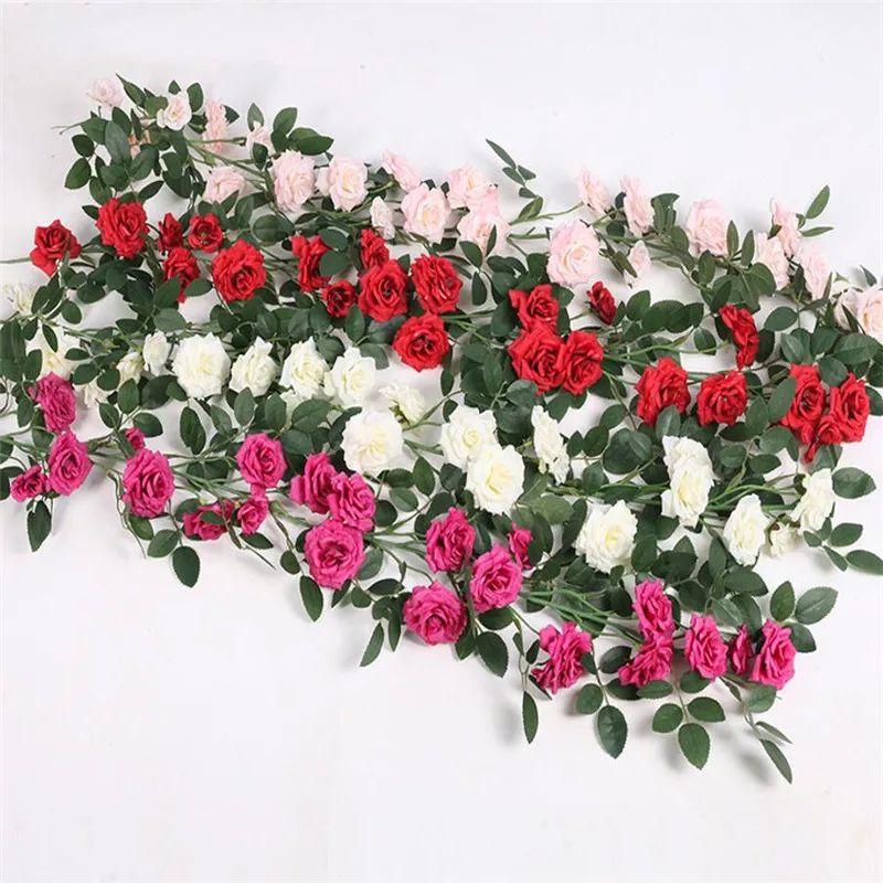 10 piece rose vine 100cm/ artificial ivory/red/fuchsia/pink rose flower vines wall mounted