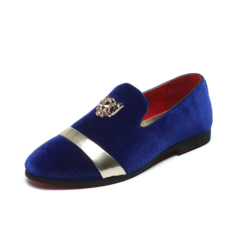 

New Fashion Top Metal Toe Men Velvet Dress Shoes Italian Mens Dress Shoes Handmade Loafers C2-2382