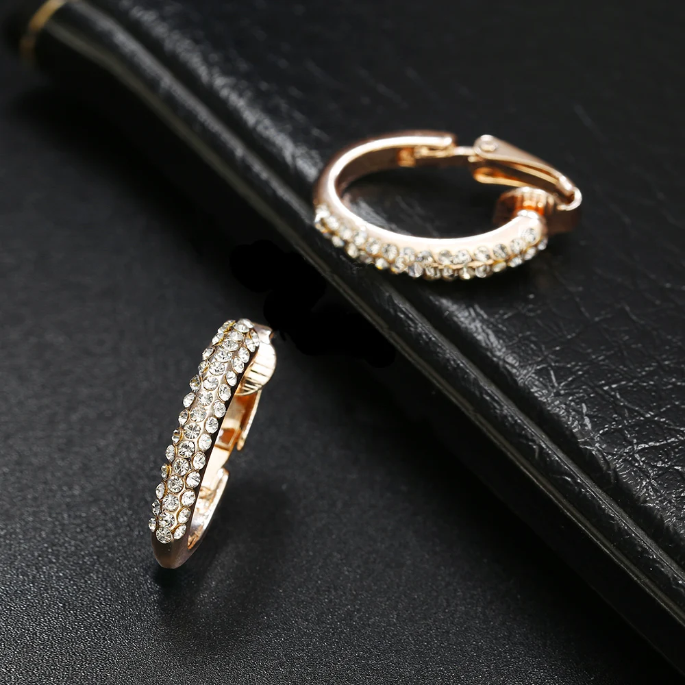 Creative Crystal Clip on Earrings Without Piercing Gold Ear Clip Wedding Party Earrings for Women ear clip earrings clip earrings ear clip ear accessories