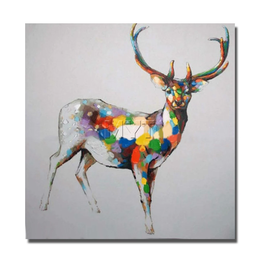 Modern Design Beautiful Color Deer Wall Canvas Painting