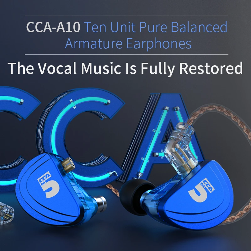 New CCA A10 Earphones 5BA Balanced Armature Drive Earphones In Ear Earbuds HIFI Bass Monitor For KB10 KB06 CCA C16 C10 ZS10PRO