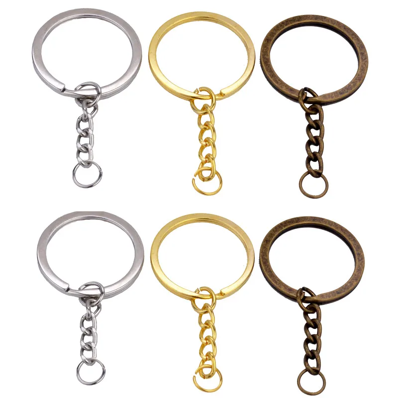 

10 pcs/lot Key Chain Key Ring Bronze Rhodium Gold Color 30mm Long Round Split Keyrings Keychain Jewelry Making Wholesale