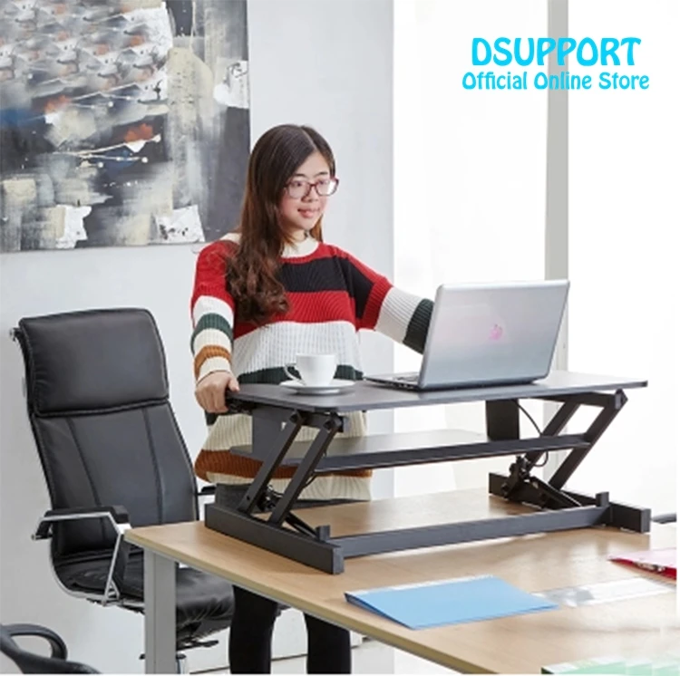 

2017New Ergonomic EasyUp with Handle Sit Stand Desk Riser Foldable Laptop Desk Stand With Keyboard Tray Notebook/Monitor Holder