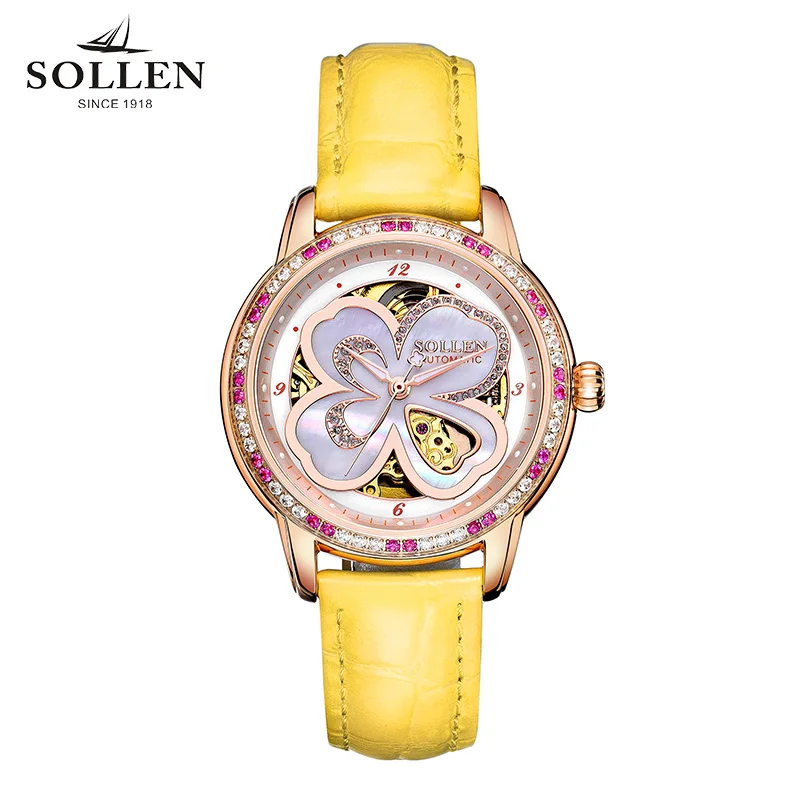 

Montre Femme Fashion Luxury Brand Waterproof Leather Strap Woman Watch Women Clover Automatic Mechanical Watch Ladies Wristwatch