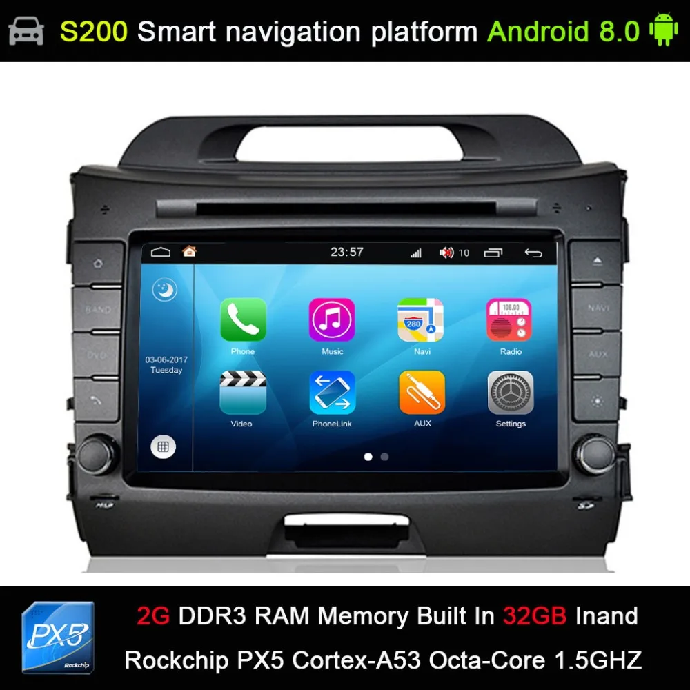 

Android 8.0 system PX5 Octa 8-Core CPU 2G Ram 32GB Rom Car DVD Radio GPS Navigation for KIA sportage 2011-2015