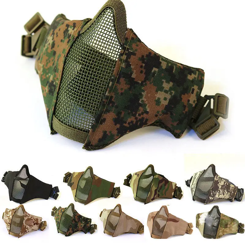 

Tactical Mesh Mask Airsoft mask Shooting games mask Camo Half Face Protective Lower Mask Adult Breathable
