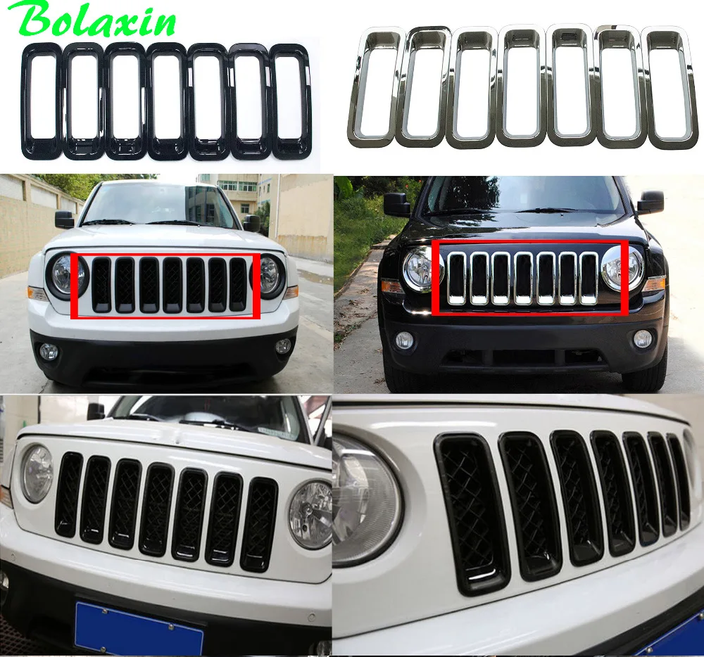 New Bolaxin Abs Chrome Front Mid Grill Grille Cover Racing Grills New Bolaxin Abs Chrome Front Mid Grill Grille Cover Racing Grills Decoration Trims Accessories For 2017 Jeep Patriot 7pcs