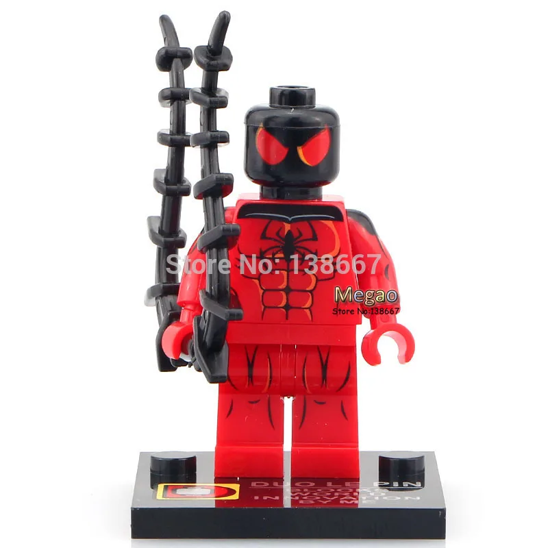 

50pcs/lot Stealth MK2 Scarlet Spiderman Super Hero s Characters Building Block Best Children Toy