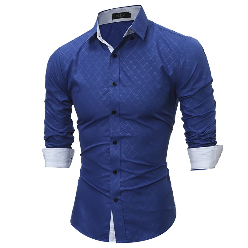 Мужская Облегающая рубашка camisa masculina YJ летняя с длинным рукавом 2019|fit shirt|men slim fit