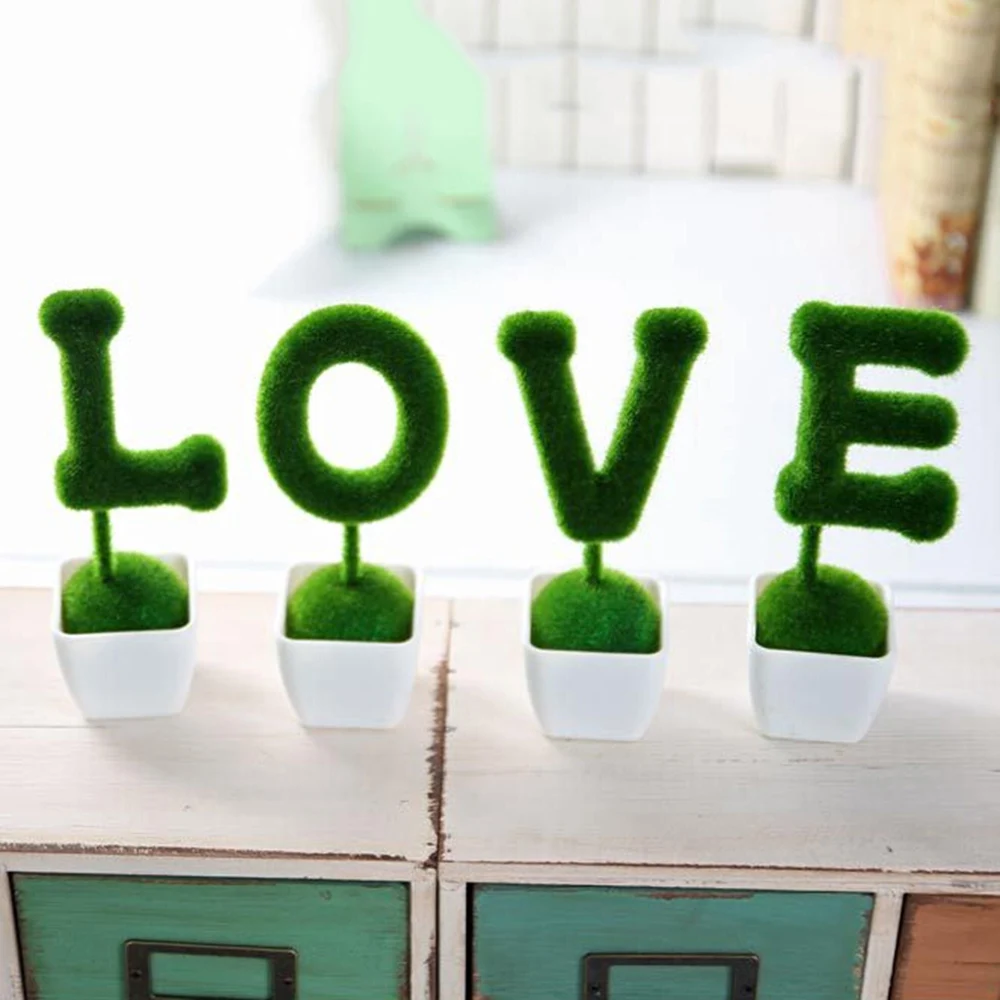 4pcs Artificial grass Love Heart Star Turf small cute animals toy decorations animal grass land Reduce the eye fatigue decor