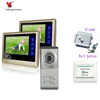 

Yobang Security freeship 7" Color Apartment Doorbell Doorphone Video Intercom 1 Outdoor Camera+2 Monitors for 2 Family / House