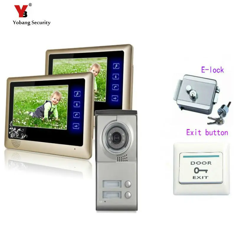 Yobang Security freeship 7\ Color Apartment Doorbell Doorphone Video Intercom 1 Outdoor Camera+2 Monitors for 2 Family / House Yobang Security freeship 7\ Color Apartment Doorbell Doorphone Video Intercom 1 Outdoor Camera+2 Monitors for 2 Family / House