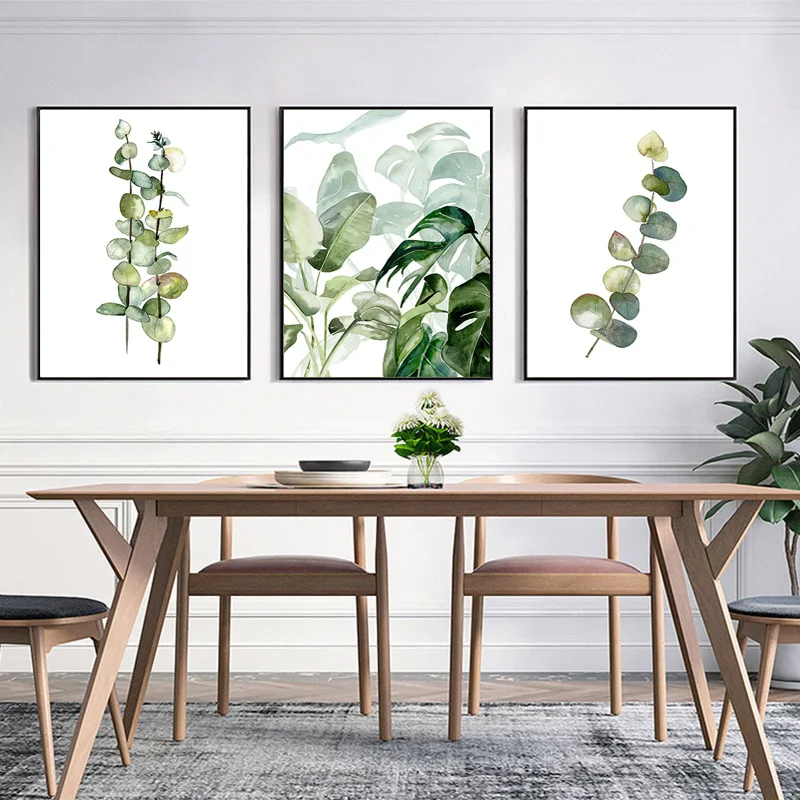 

Scandinavian Nordic Botanical Canvas Painting Poster Greenery Wall Art Palm Leaf Posters Prints Pictures for Living Room Decor