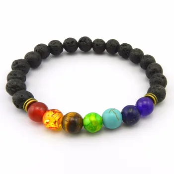 

Natural stone bracelet 8mm energy volcanic rock chakra 7 - color 7 - pulse lun hand chain bracelet