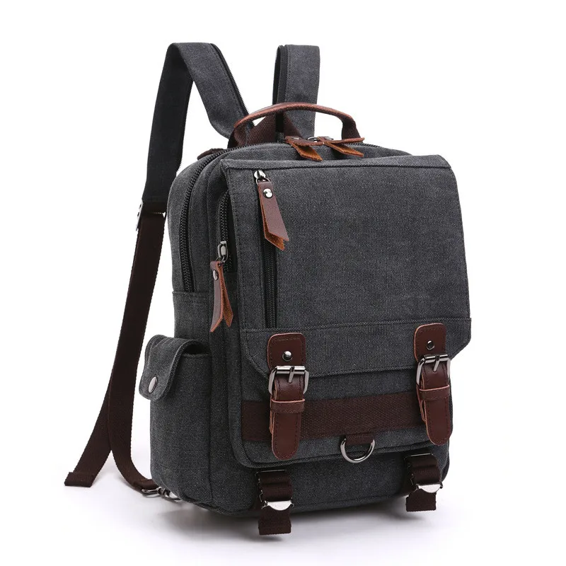 Маленький размер, холщовый рюкзак, сумки через плечо, мужская дорожная сумка, нагрудные сумки, женский рюкзак для ноутбука, школьные сумки, женский рюкзак - Цвет: black