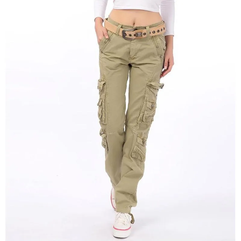 Pantalon femme, женские спортивные хлопковые брюки, свободные прямые брюки-карго с несколькими карманами, уличная одежда для девочек, штаны в стиле хип-хоп