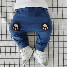 Брюки с большим карманом для мальчиков и девочек, однотонные свободные штаны с эластичной резинкой на талии для маленьких девочек, зимние Хлопковые Штаны-шаровары для малышей