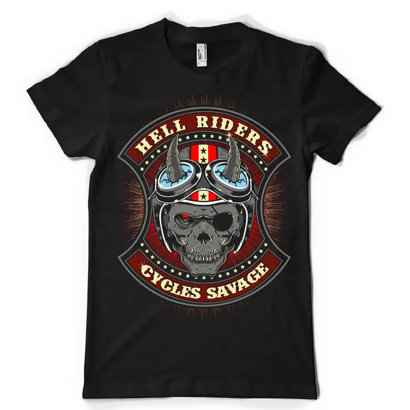 Hell riders 2 цикла дикари Байкер банда mashup футболка dtg 100% хлопок короткий рукав новый