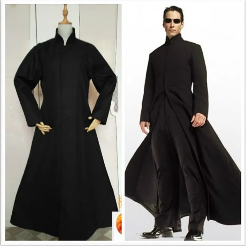 

BOOCRE Movie The Matrix Cosplay Neo Costumes Black Coat Unisex Adult Halloween Role Playing Clothing
