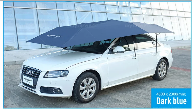Складной Водонепроницаемый Автоматический автомобильный зонтик, автомобильный солнцезащитный тент, комплект, УФ покрытие на крышу, тент, зонт, защита для улицы, 450x230 см - Цвет: dark blue