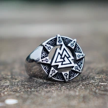 Треугольники Одина Viking Valknut символ камень Кольца из нержавейки Для мужчин нордический амулет кольца