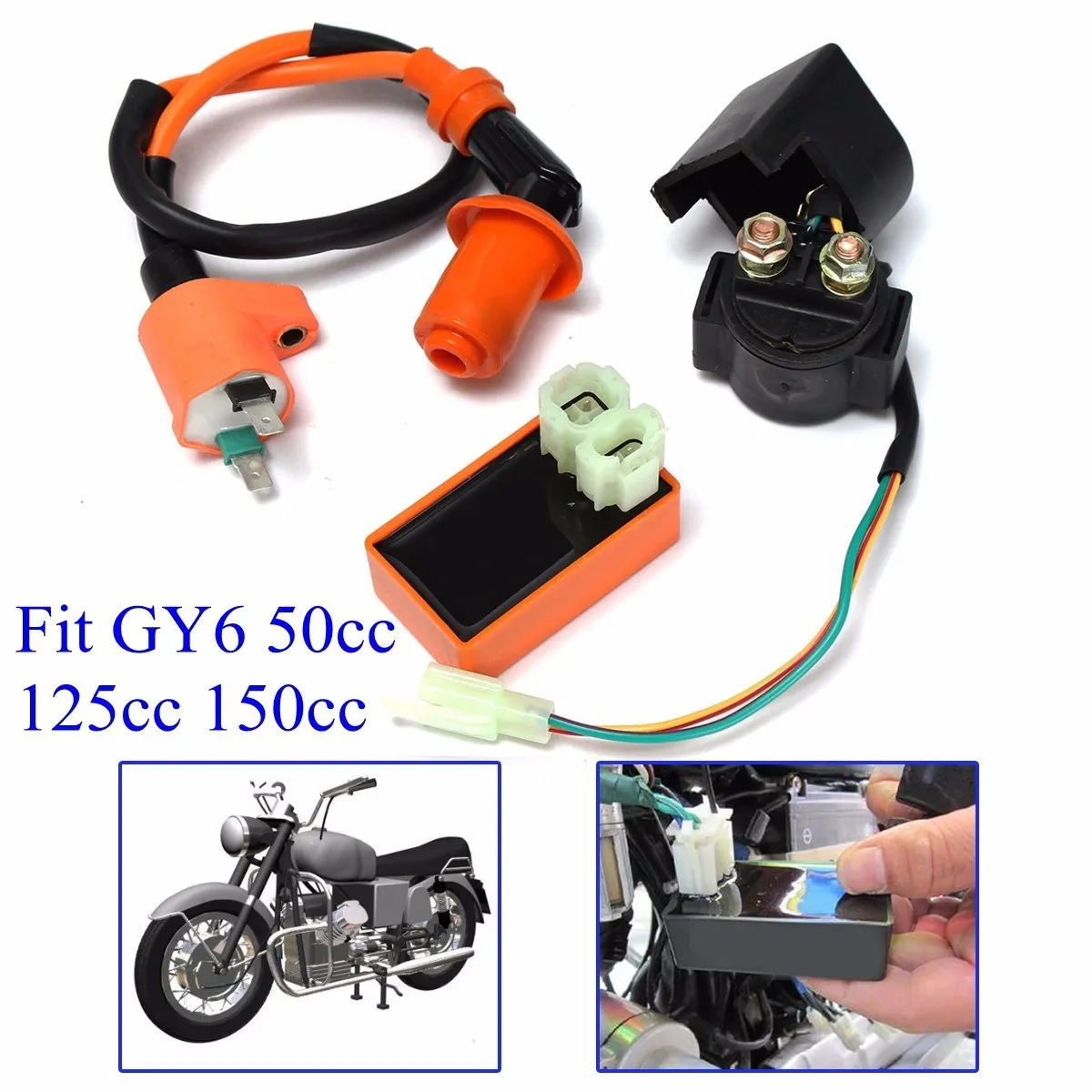 Bobina De Encendido de Arranque Relé ATV CDI Regulador Rectificador Para GY6 50cc 125cc 150cc Scooter Taotao Sunl Solenoide Relay