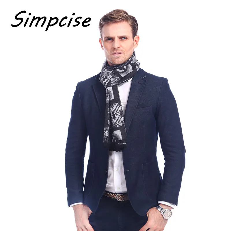 

[Simpcise] Letter Male Scarf Men Luxury Brand Winter silk and viscose Bandana Spring Autumn Scarves for Men A3A18893