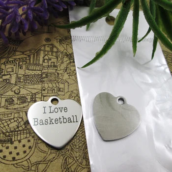 

20pcs--"I Love Basketball"stainless steel charms 5 styles for choosing DIY Charms for necklace bracelets