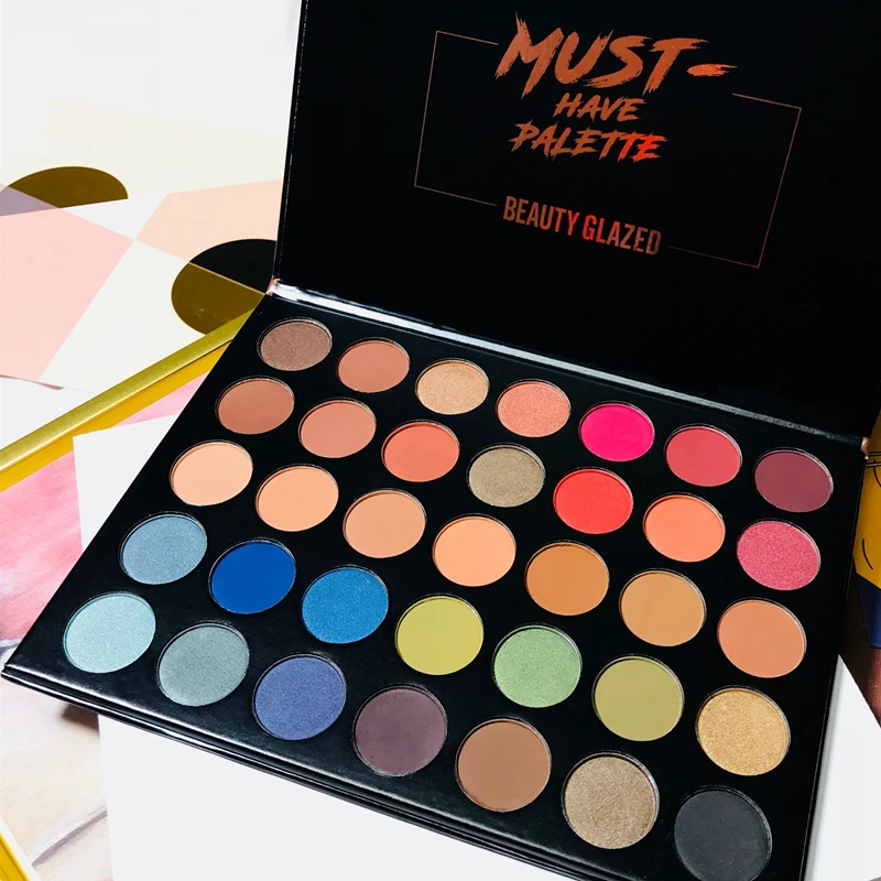 Палитра теней для век Beauty Glazed 36 цветов тени макияж матовые блестящие высокие