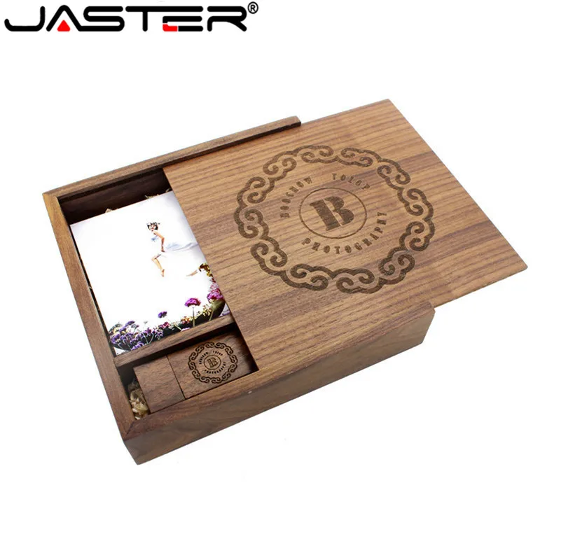 JASTER maple Wooden Photo Album usb + Box usb flash drive U disk Pendrive 64GB 16GB 32GB free LOGO 