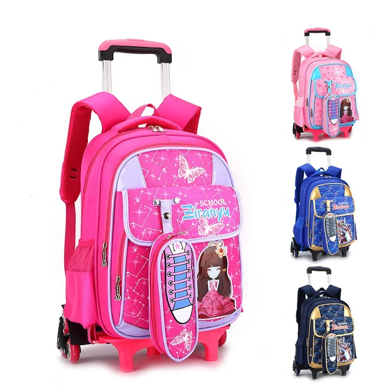 

Children Trolley Women Backpack Wheeled School Bag For Girls Men Wheel Schoolbag Student Backpacks Climb Stairs Rod Bags Bagpack