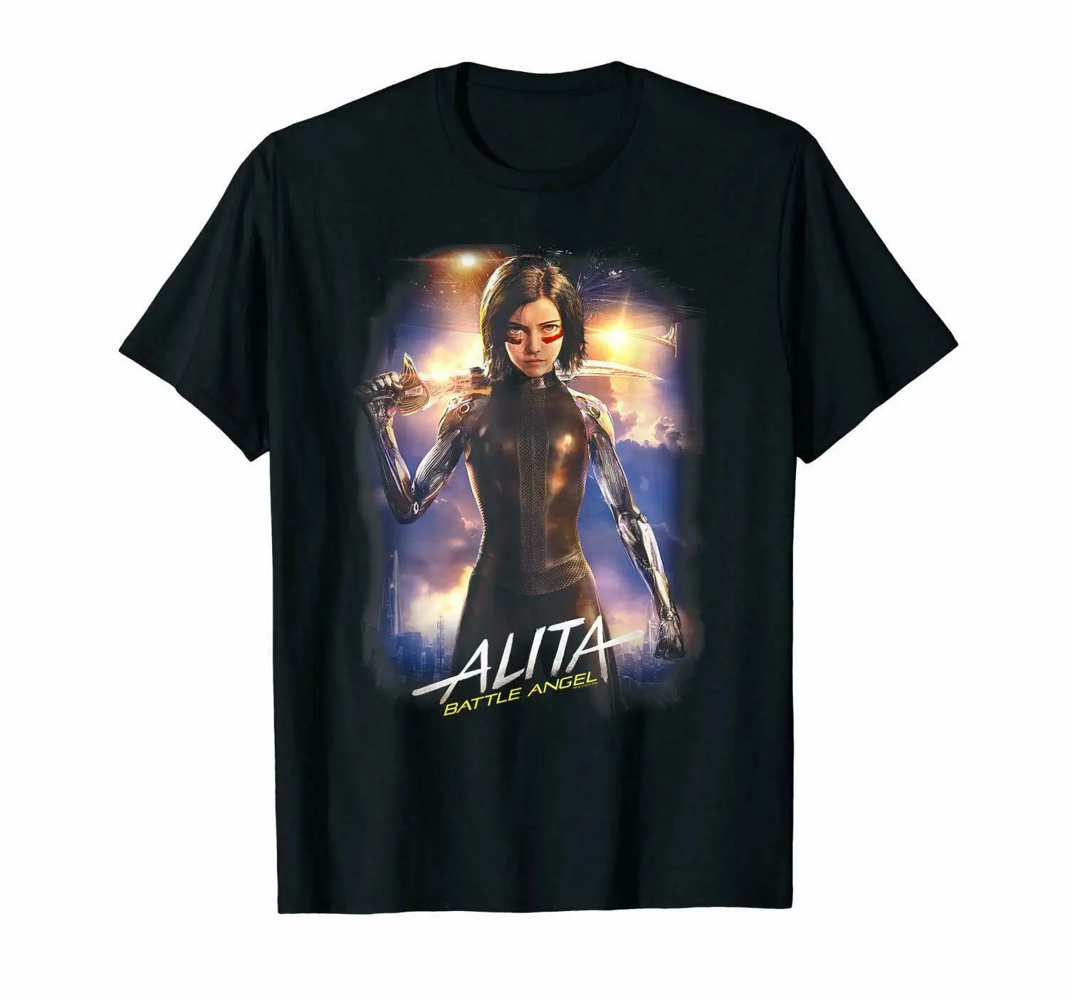 

Alita Battle Angel Gunnm Manga Black T-Shirt Rosa SalazarTops wholesale Tee custom Environtal printed Tshirt cheap wholesale