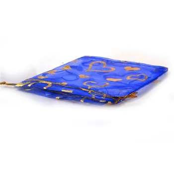 

50pcs 13x18 Hot Gold Peach Heart Shaped Gauze Bag Drawstring Rope Eugen Yarn Jewelry Bag Package Box Bags Gift Decoration Supply