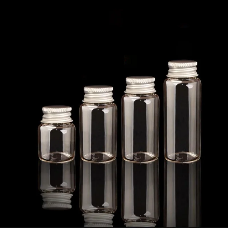 

25ml Small Vase Tiny Glass Bottle Jewelry Vial Potion Tie Plug Glass Bottle Aluminum Cap glass jar Gift Jewelry Storage S026B