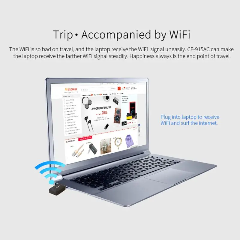 COMFAST CF-915AC 600 Мбит/с антенна USB Wi Fi Dongle портативных ПК приемник Dual Band 2,4 г + 5 ГГц USB беспроводной адаптер