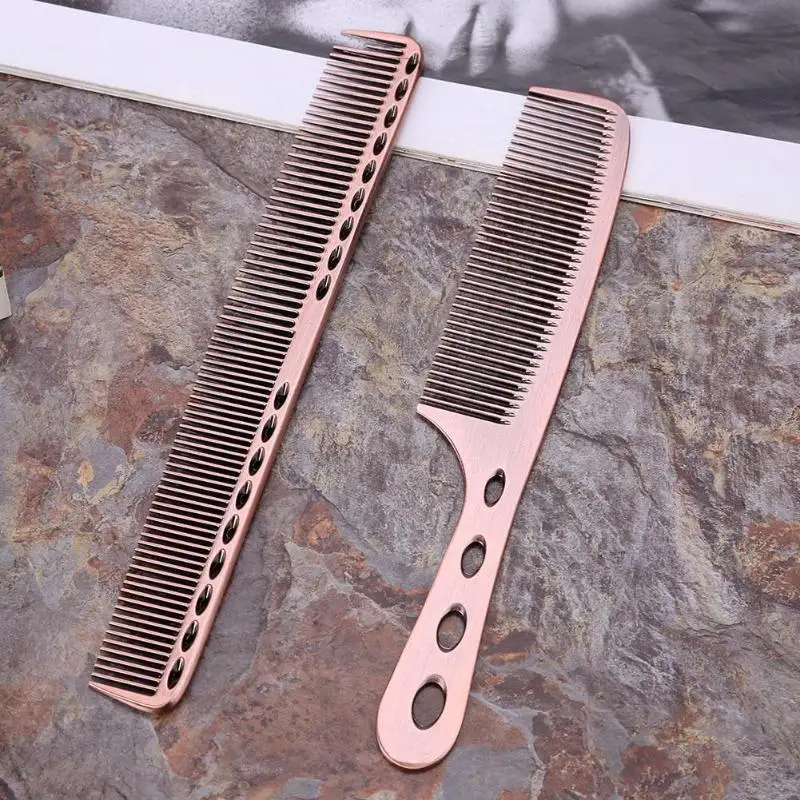 2pcs Metal Steel Hair Comb Professional Salon Hairdresser Hair Cutting