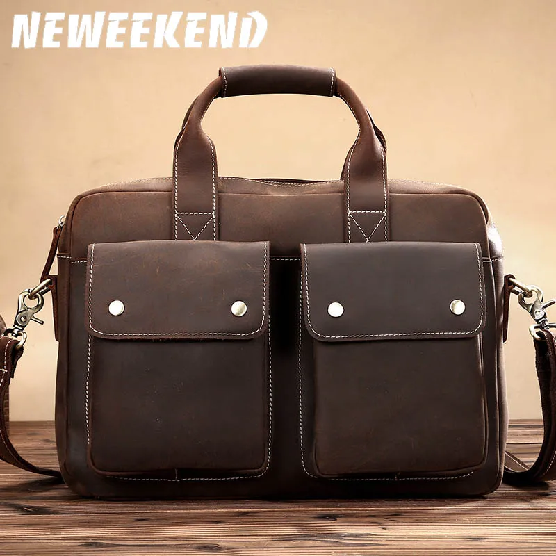 

Men's Genuine Cowhide Leather Briefcase Cross Body Shoulder Sling Bag Messenger Handbag Portfolio Business Office Bag LS0202