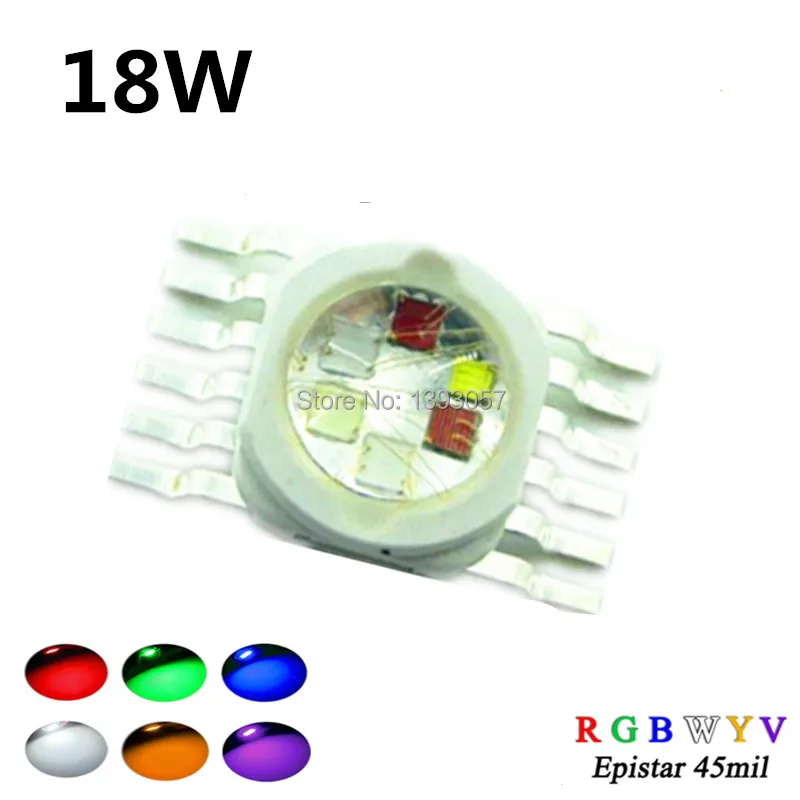 Supper Bright 18W RGBWYV Stage Light 45mil All Color 12 pin For 18 Watt Red Green Blue White Yellow Purple LED Chip цена Supper Bright 18W RGBWYV Stage Light 45mil All Color 12 pin For 18 Watt Red Green Blue White Yellow Purple LED Chip цены онлайн