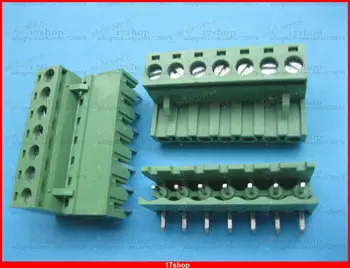 

10 pcs 5.08mm Angle 7 way/pin Screw Terminal Block Connector Pluggable Green