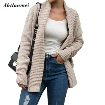 

Autumn Winter Women's New 2019 Cardigan Sweater Long Sleeve Front Open Knitted Cardigans Sweater Coat Fashion Ladies Outerwear