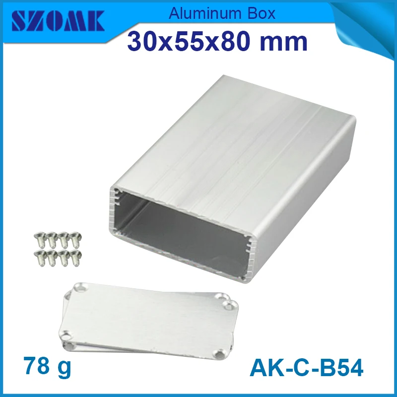

1 piece free shipping silver or Blue color aluminum small hot selling metal enclosures for electronics 30*55*80mm