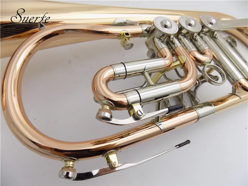 Bb Флюгельгорны золотистыми латунными зубцами с чехлом мундштук трубы Флюгельгорны Музыкальные инструменты