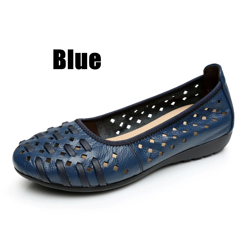 DONGNANFENG/Женская обувь для мам; сандалии на плоской подошве; Лоферы без шнуровки из натуральной кожи; Повседневная Винтажная обувь размера плюс 42, 43, HN-1627 - Цвет: blue